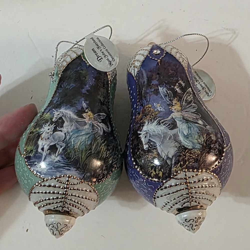 Heirloom Porcelain Fairyland Ornaments Set Of 2